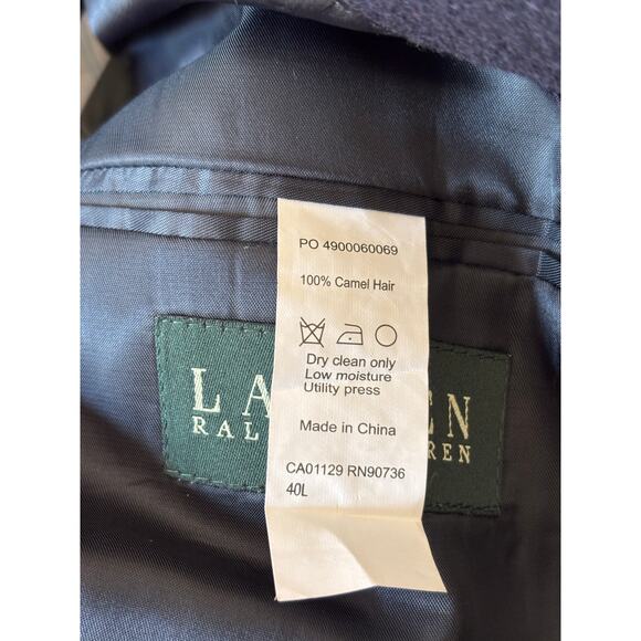 Ralph Lauren Camel Hair Men’s 40L Sport Coat Blazer Blue Navy - Picture 9 of 9